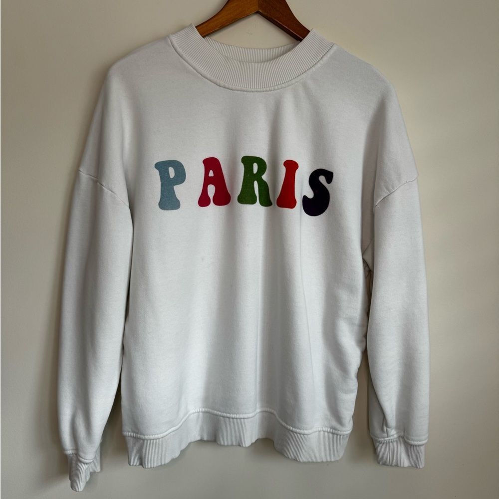 ‘Paris’ sweatshirt with colored velour letter patches
